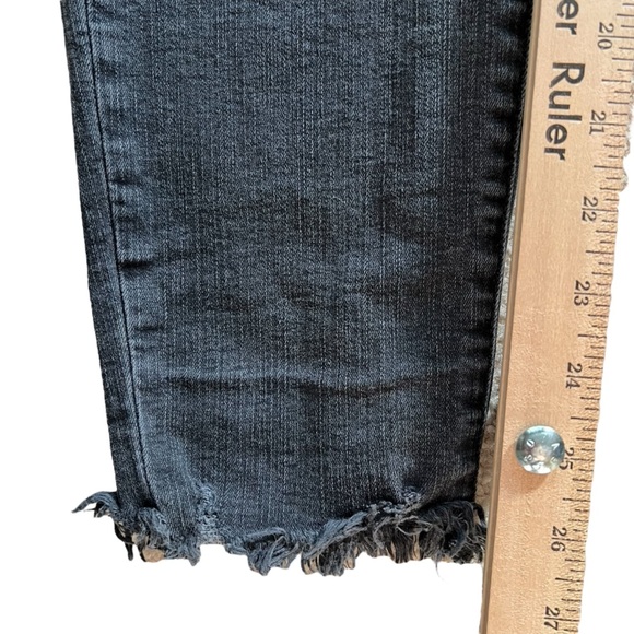Madewell Jeans Womens 32 Black Skinny 9" High Rise Raw Hem Light Wash Denim - Picture 6 of 9